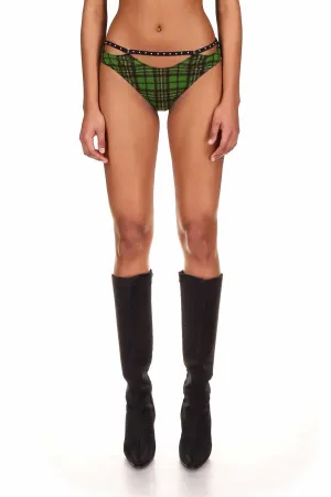Green Tartan Mesh Thong