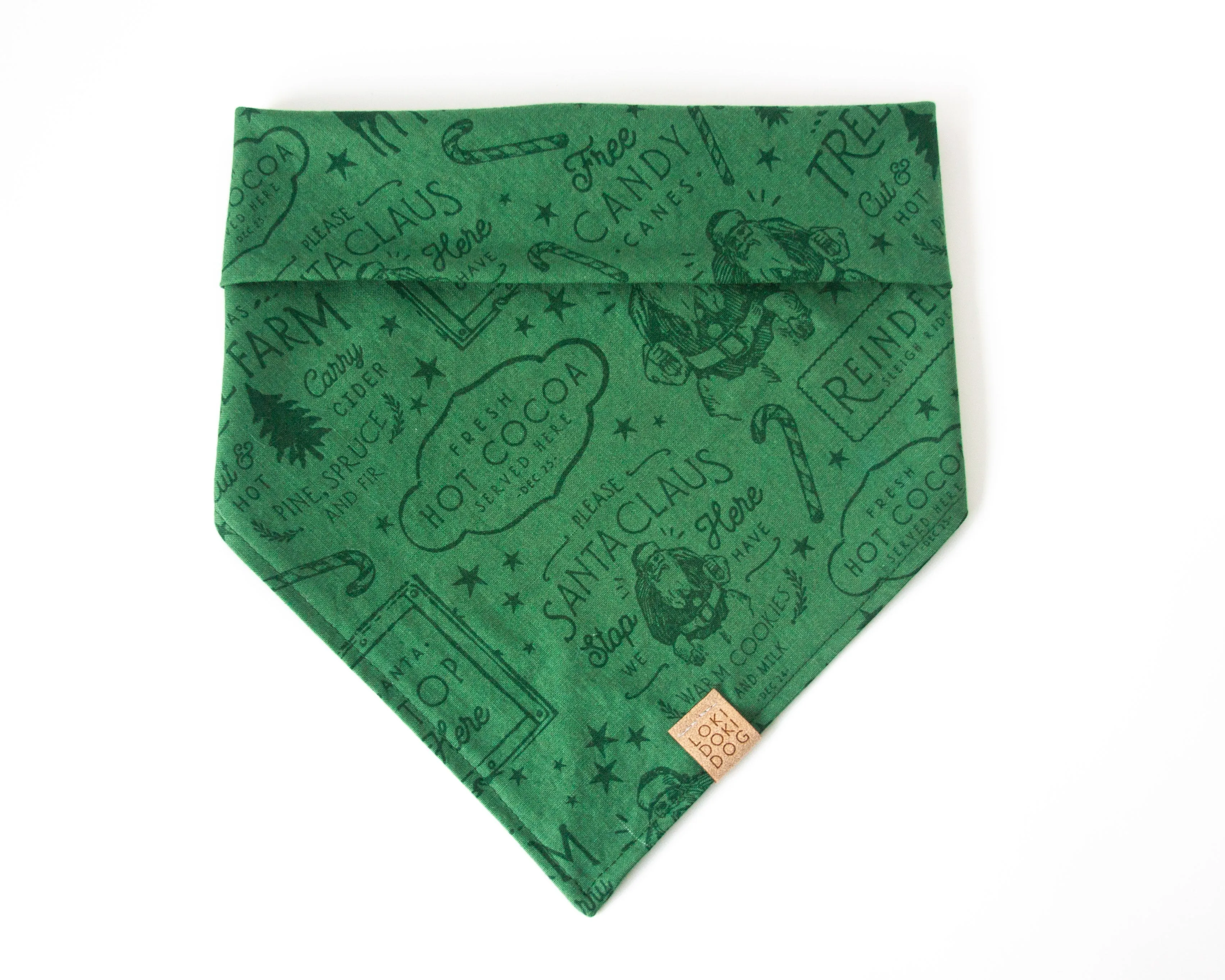 Green Vintage Holiday Dog Bandana (Personalization Available)