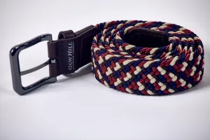 Gun Hill Mens Woven Elasticated Belt - Navy/Brown/White