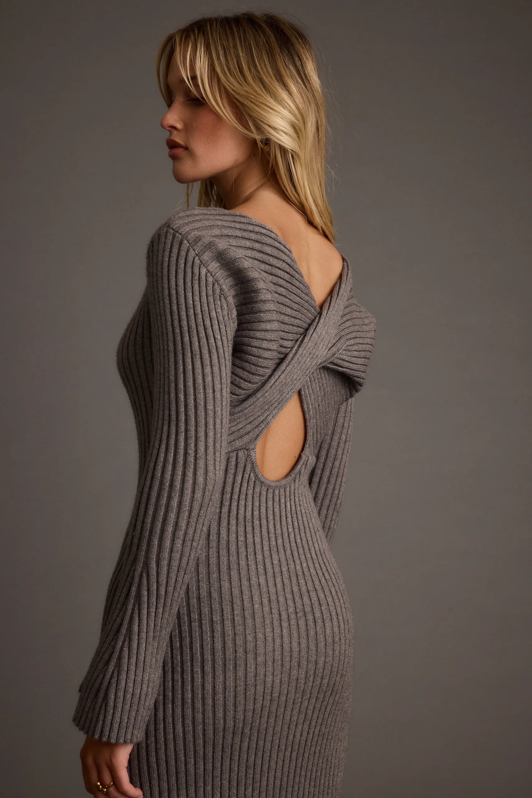 Gwyneth Grey Sweater Midi Dress