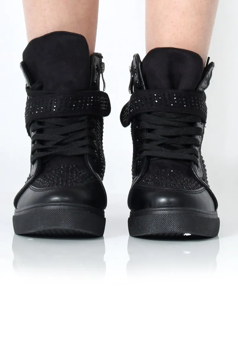 Hana Black Diamante Boots