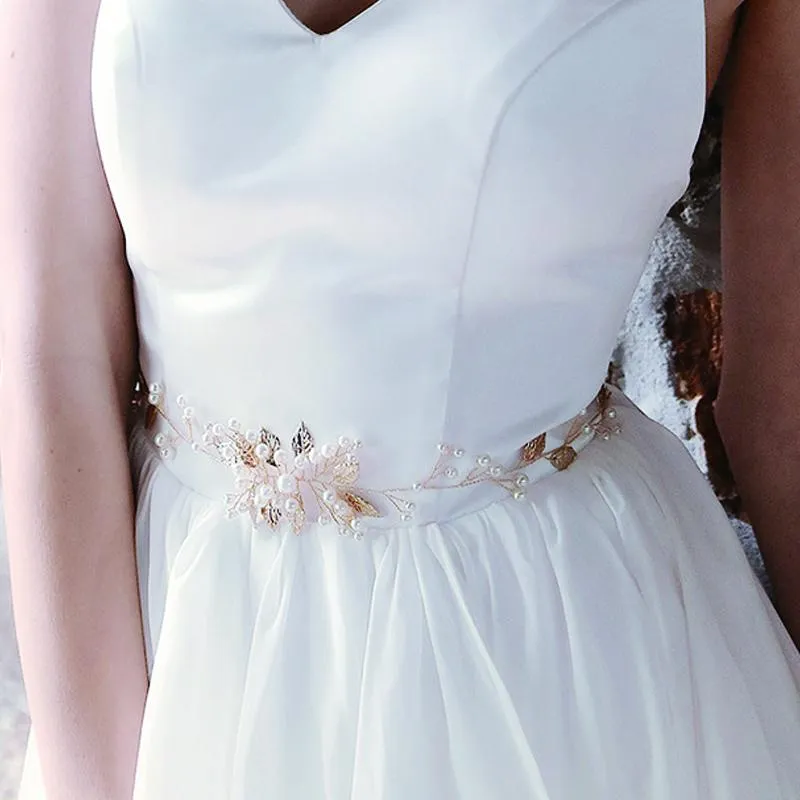 Hand-studded Sashes  Imitation Pearl Waist Chain Wedding Jewelry