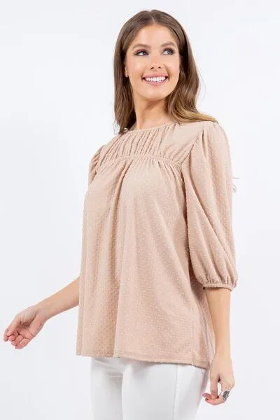 Hazel Blues® | Celeste Puff Sleeve and Bow Detail Top