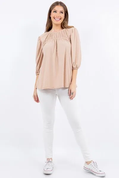 Hazel Blues® | Celeste Puff Sleeve and Bow Detail Top