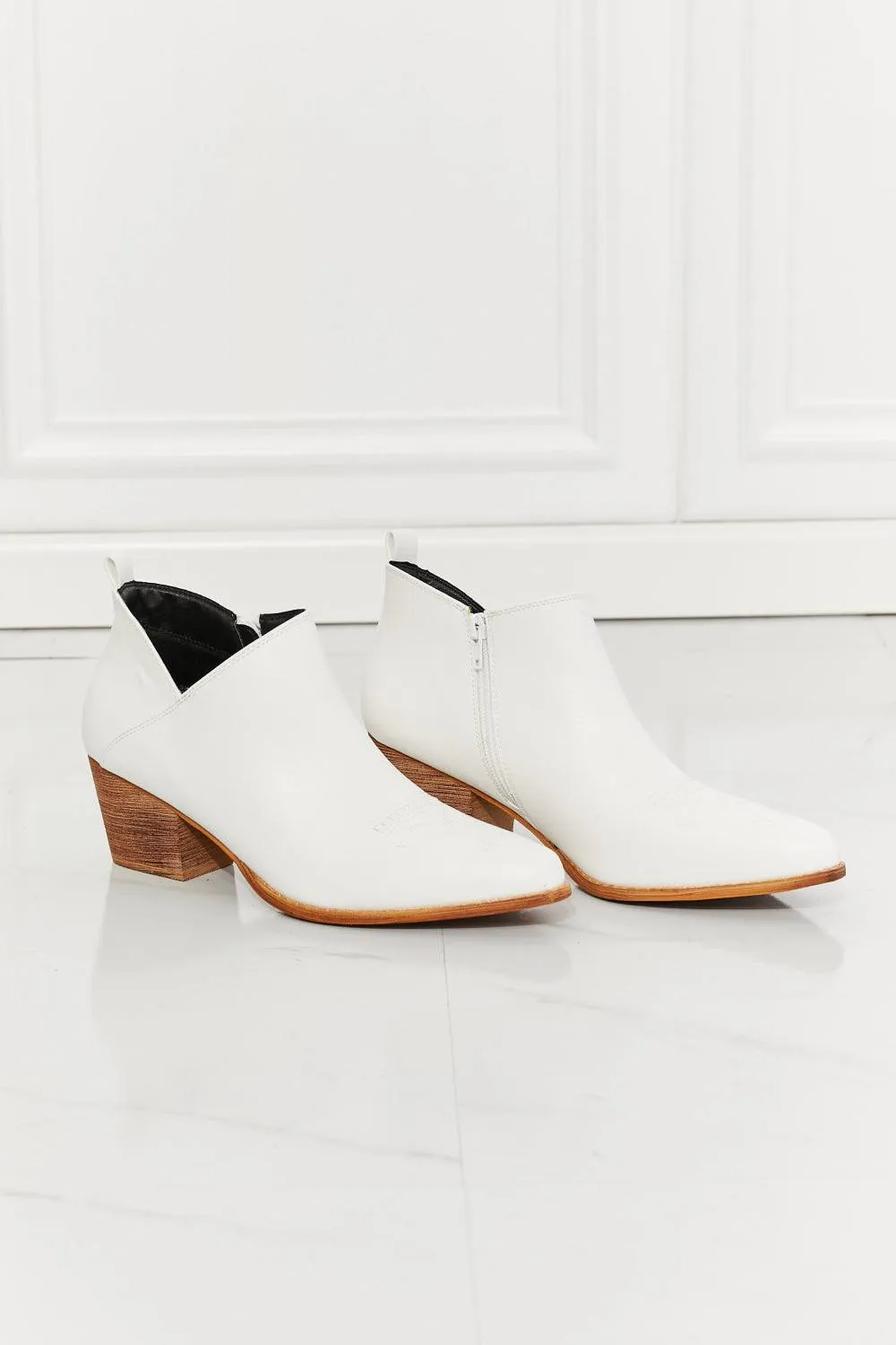 Hazel Blues® | Trust Yourself Embroidered Crossover Cowboy Bootie in White