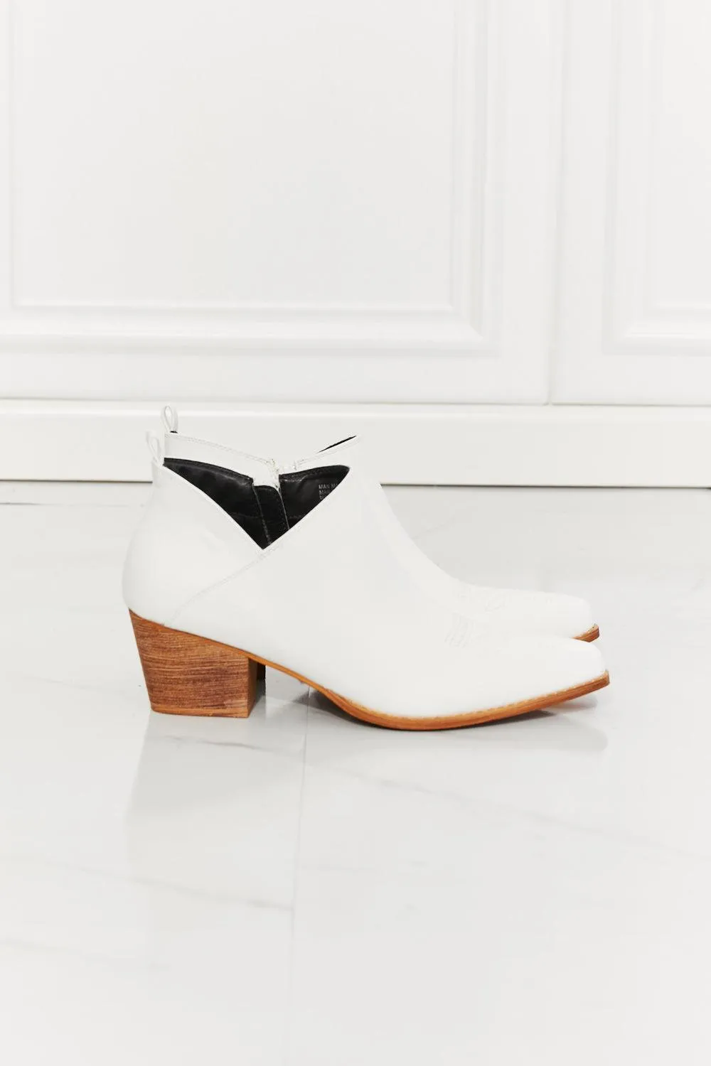 Hazel Blues® | Trust Yourself Embroidered Crossover Cowboy Bootie in White