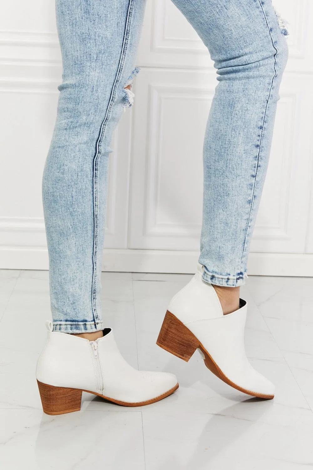 Hazel Blues® | Trust Yourself Embroidered Crossover Cowboy Bootie in White
