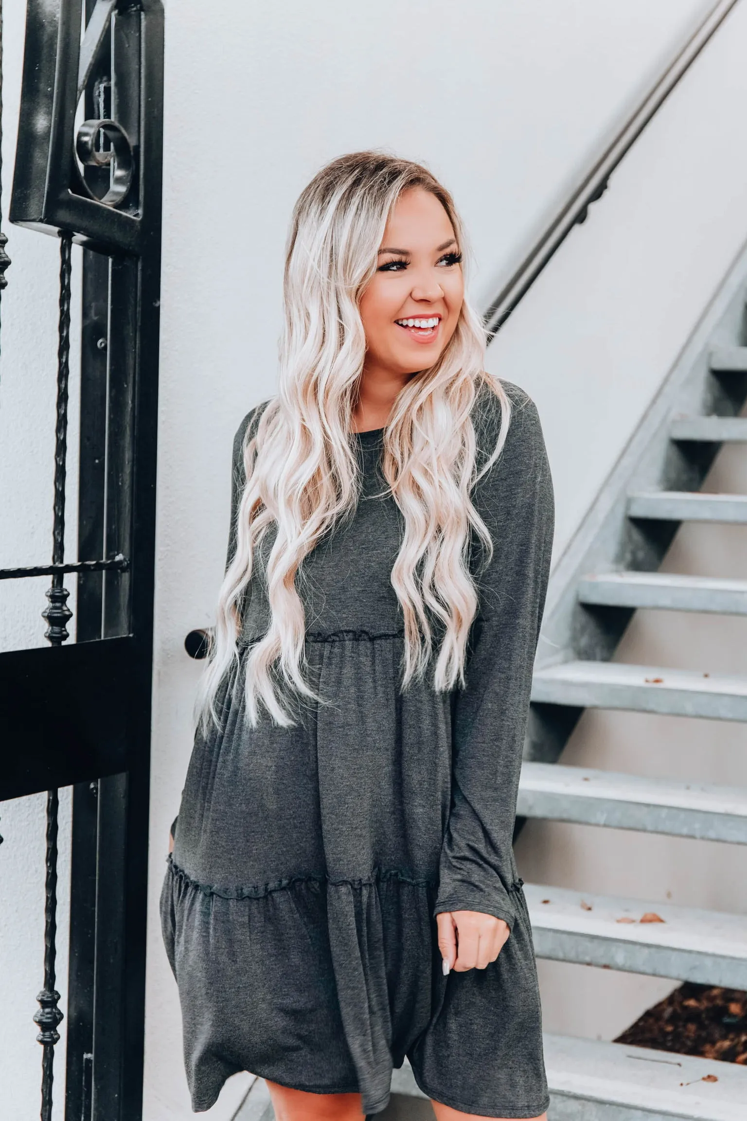 Heather Mist Charcoal Baby Doll Dress