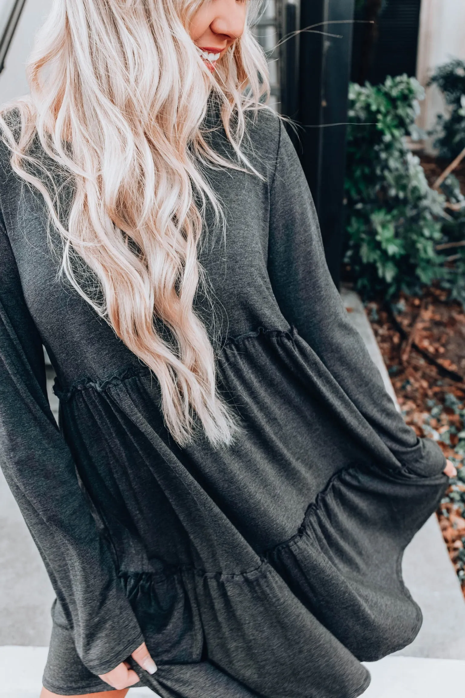 Heather Mist Charcoal Baby Doll Dress