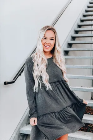 Heather Mist Charcoal Baby Doll Dress