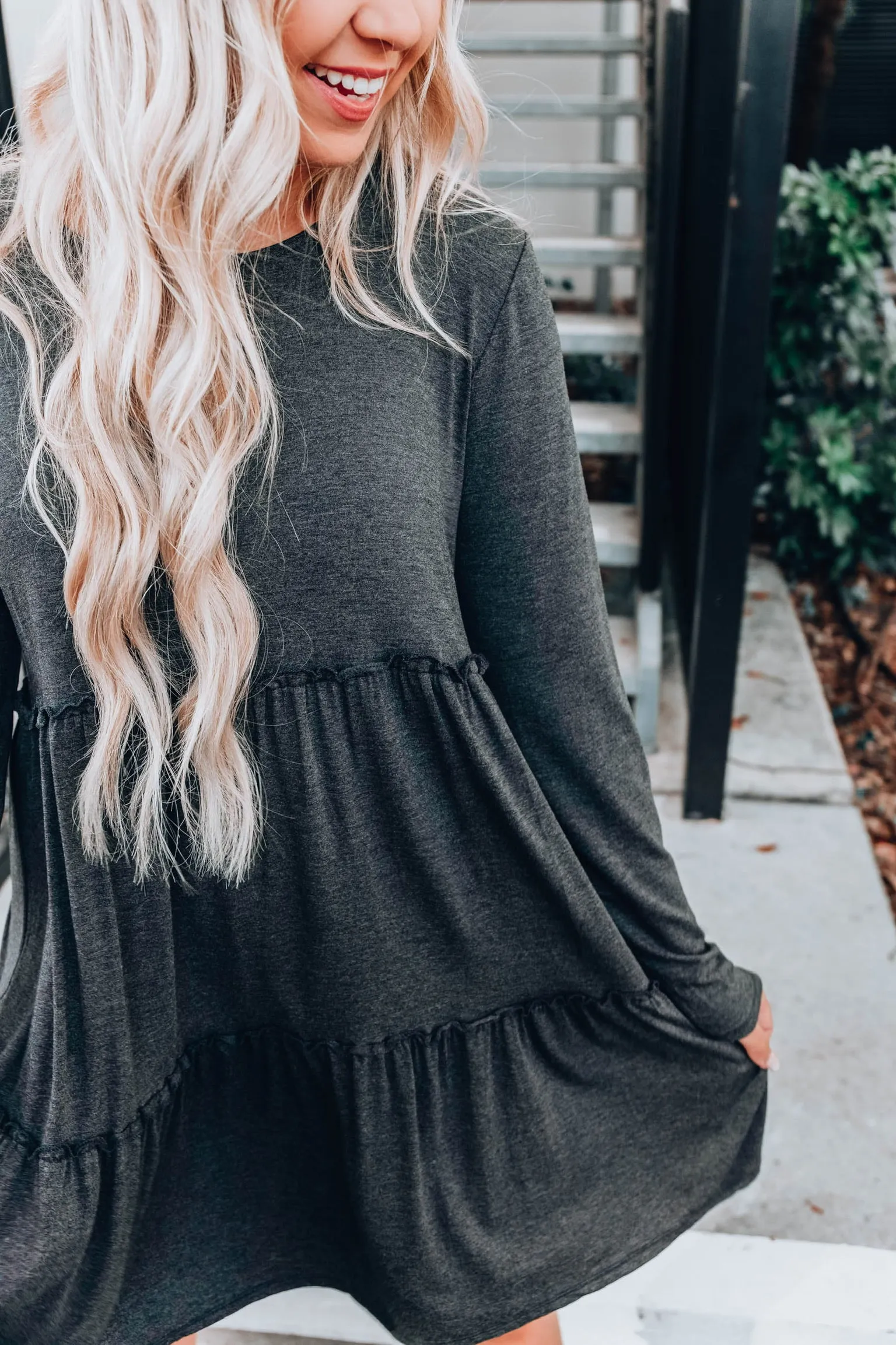 Heather Mist Charcoal Baby Doll Dress
