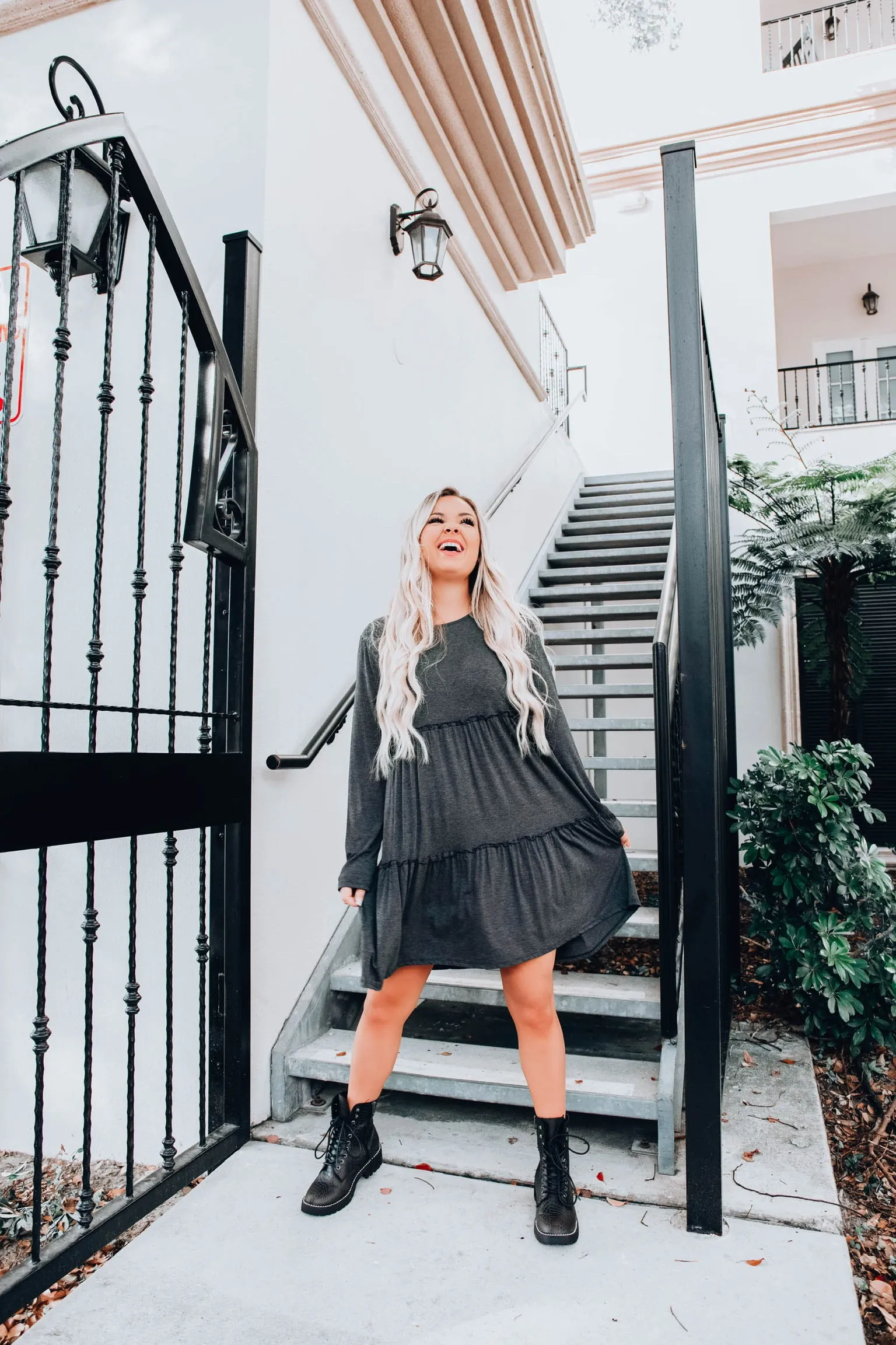 Heather Mist Charcoal Baby Doll Dress
