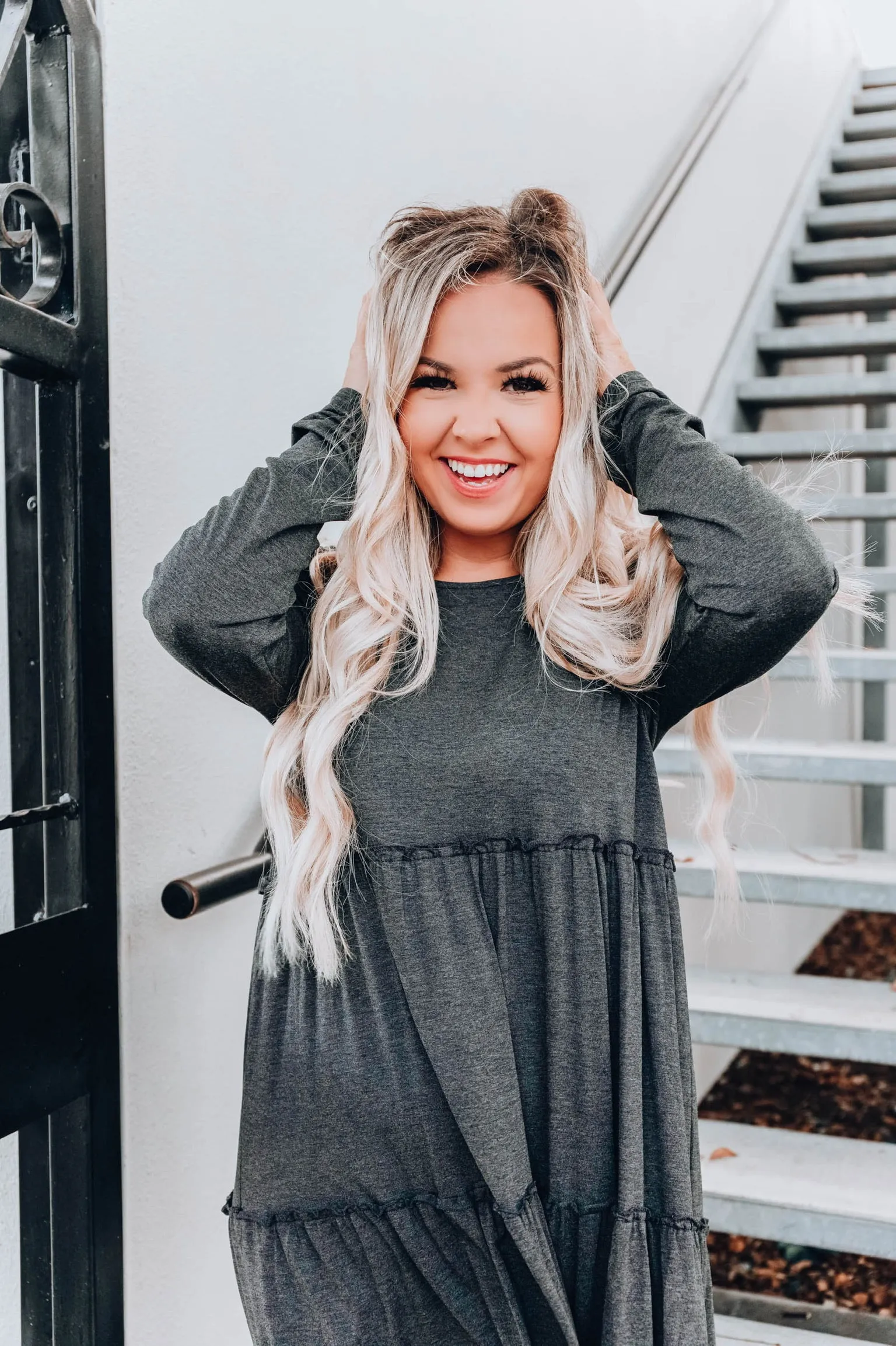 Heather Mist Charcoal Baby Doll Dress