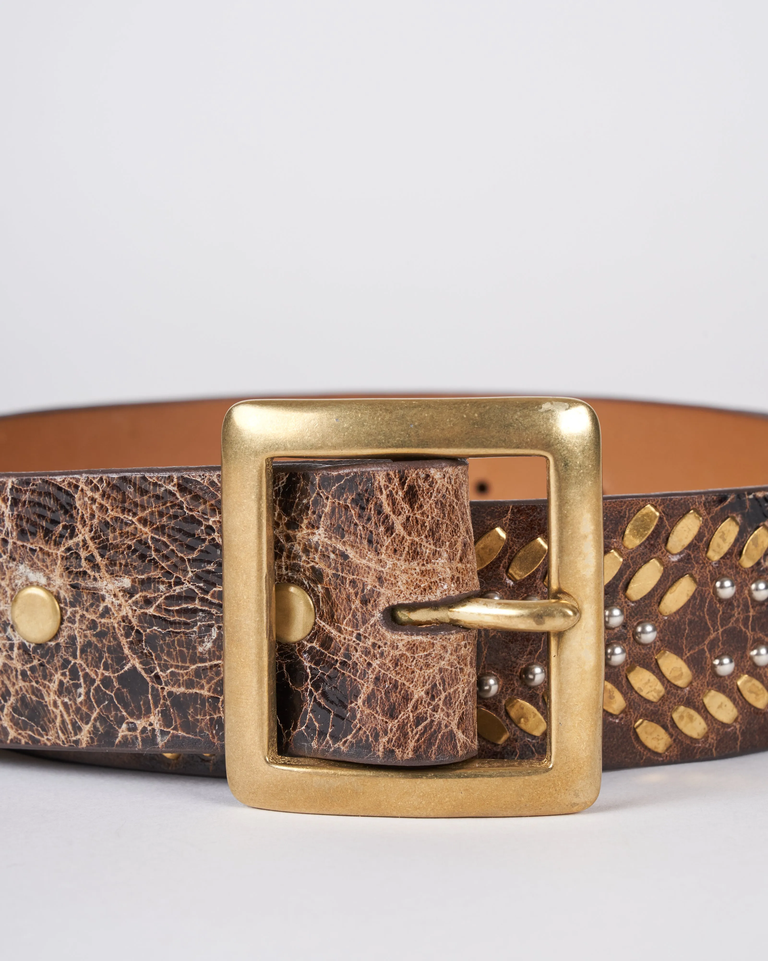 hemma belt - brown el paso brass & nickel