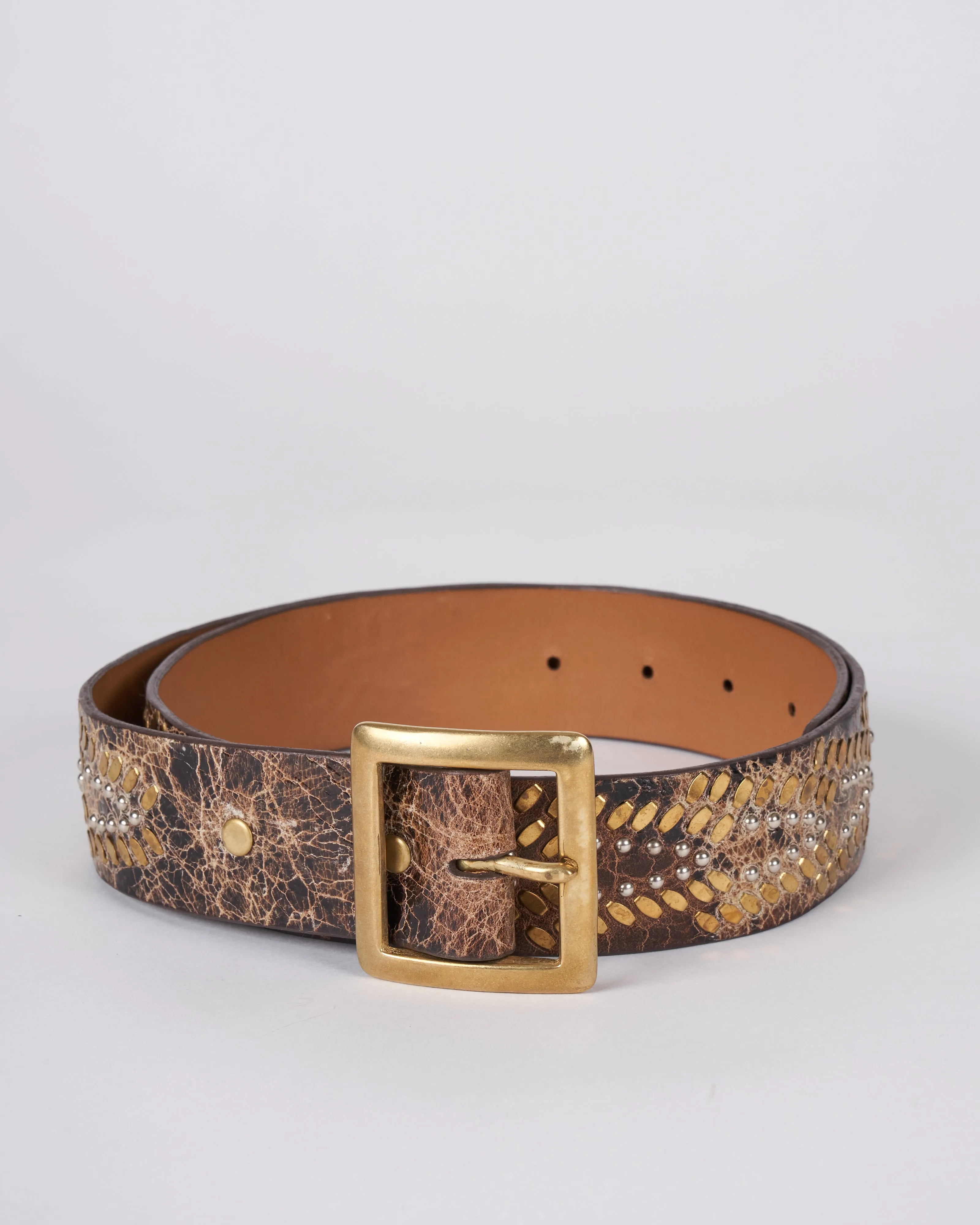 hemma belt - brown el paso brass & nickel