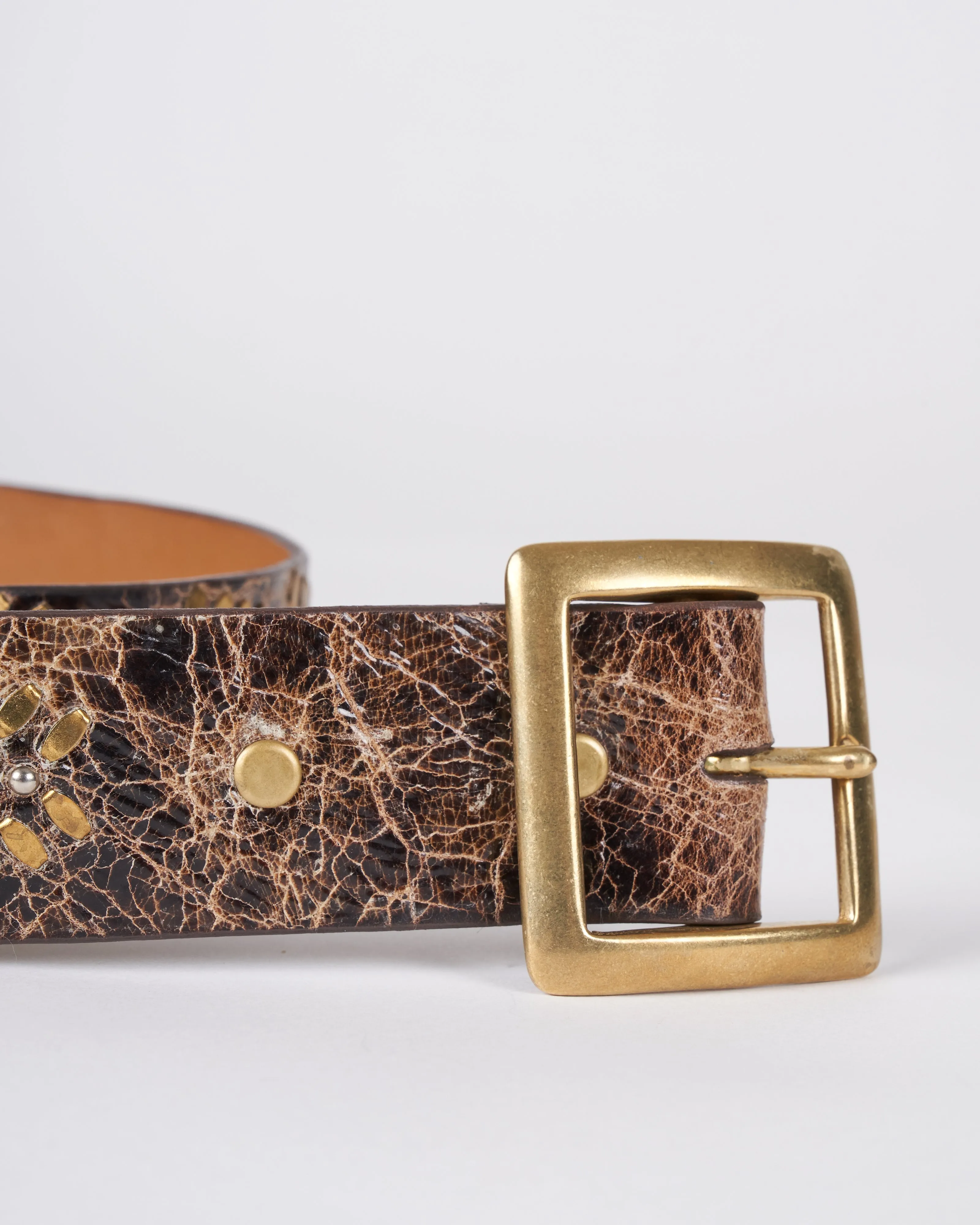 hemma belt - brown el paso brass & nickel