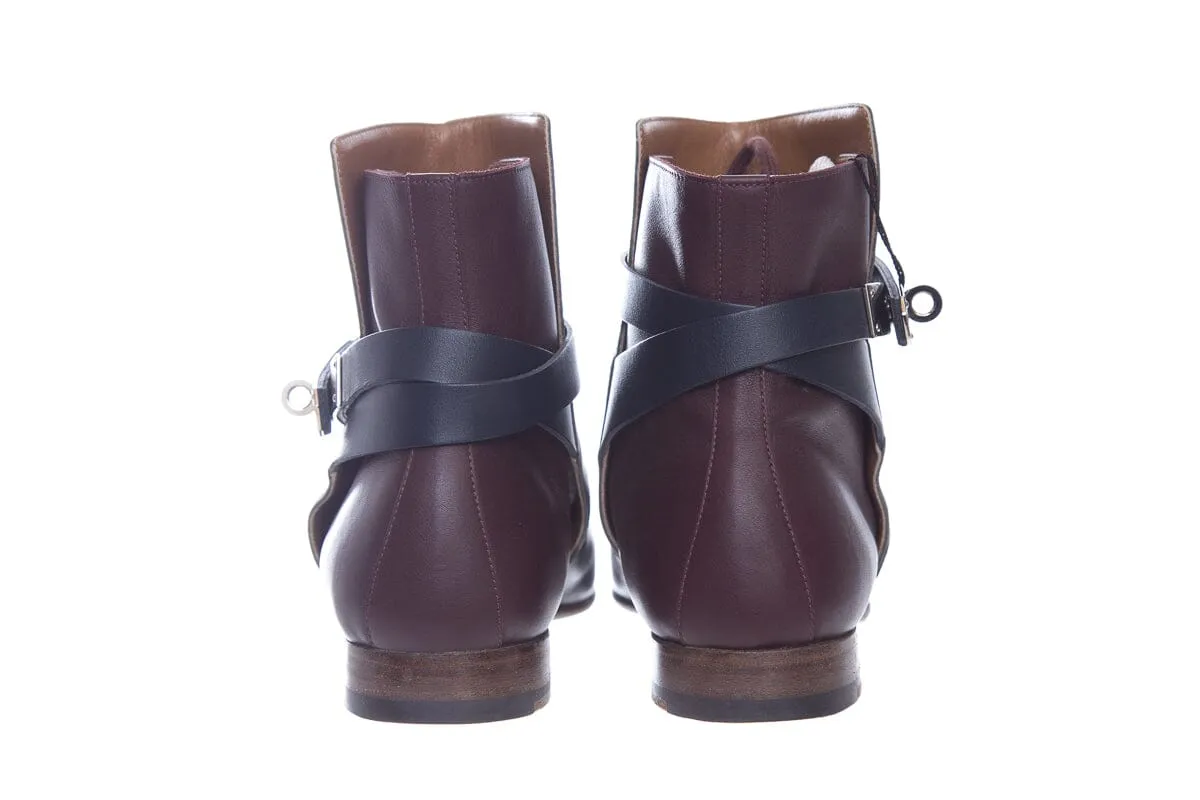 Hermès Black Tri Color Kelly Ankle Booties SZ 39