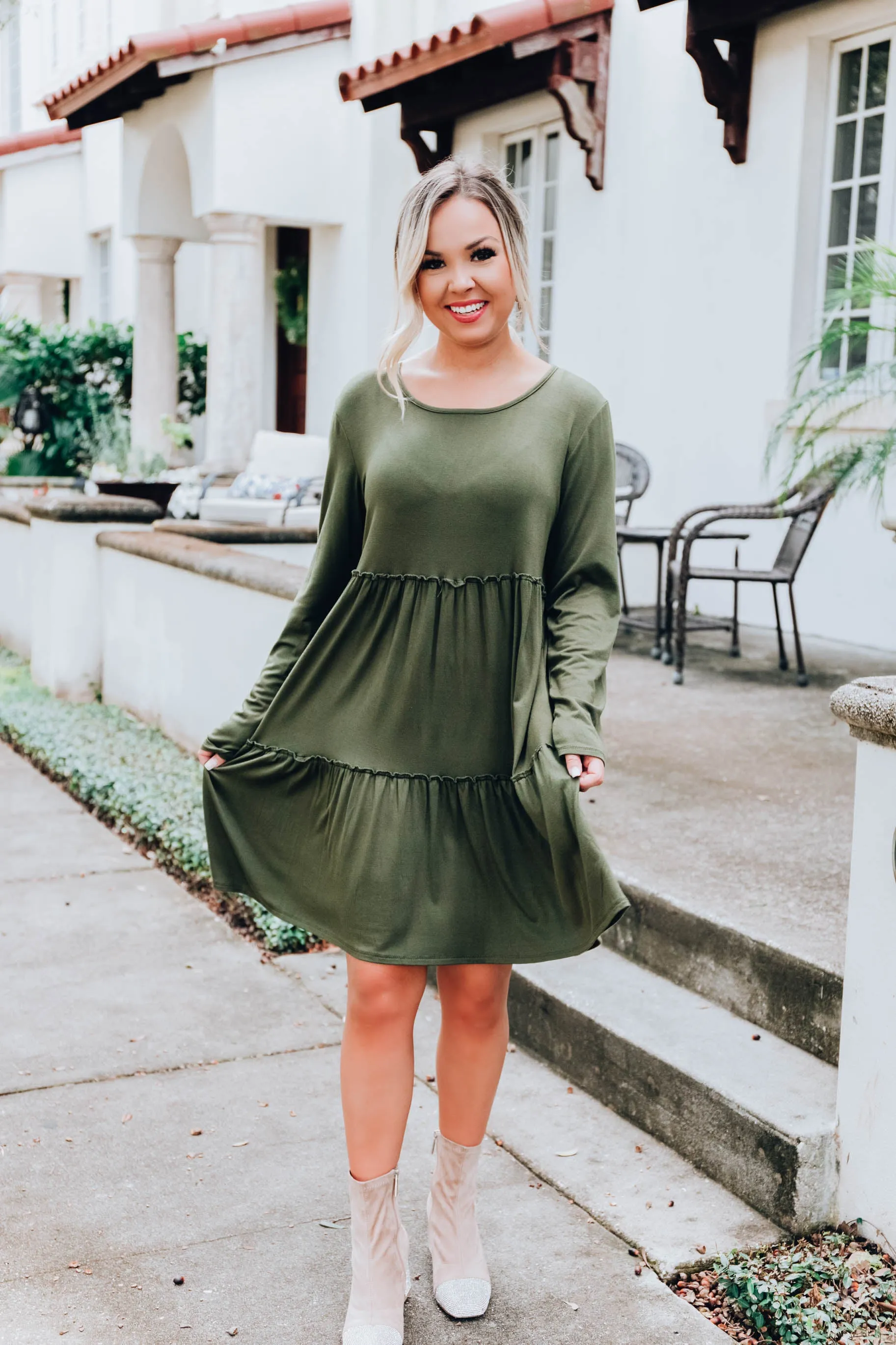 Hold The Olive Baby Doll Dress
