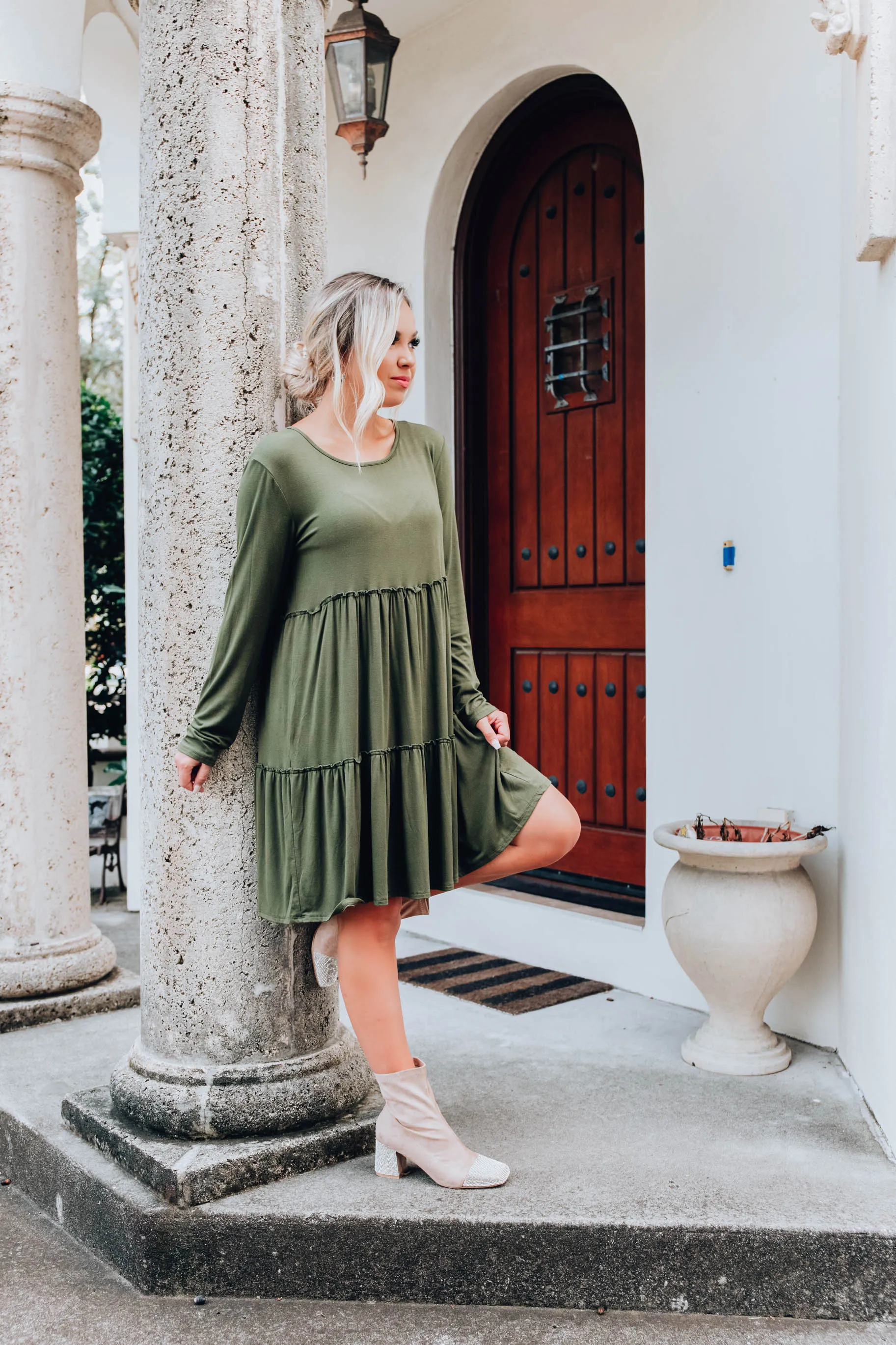 Hold The Olive Baby Doll Dress