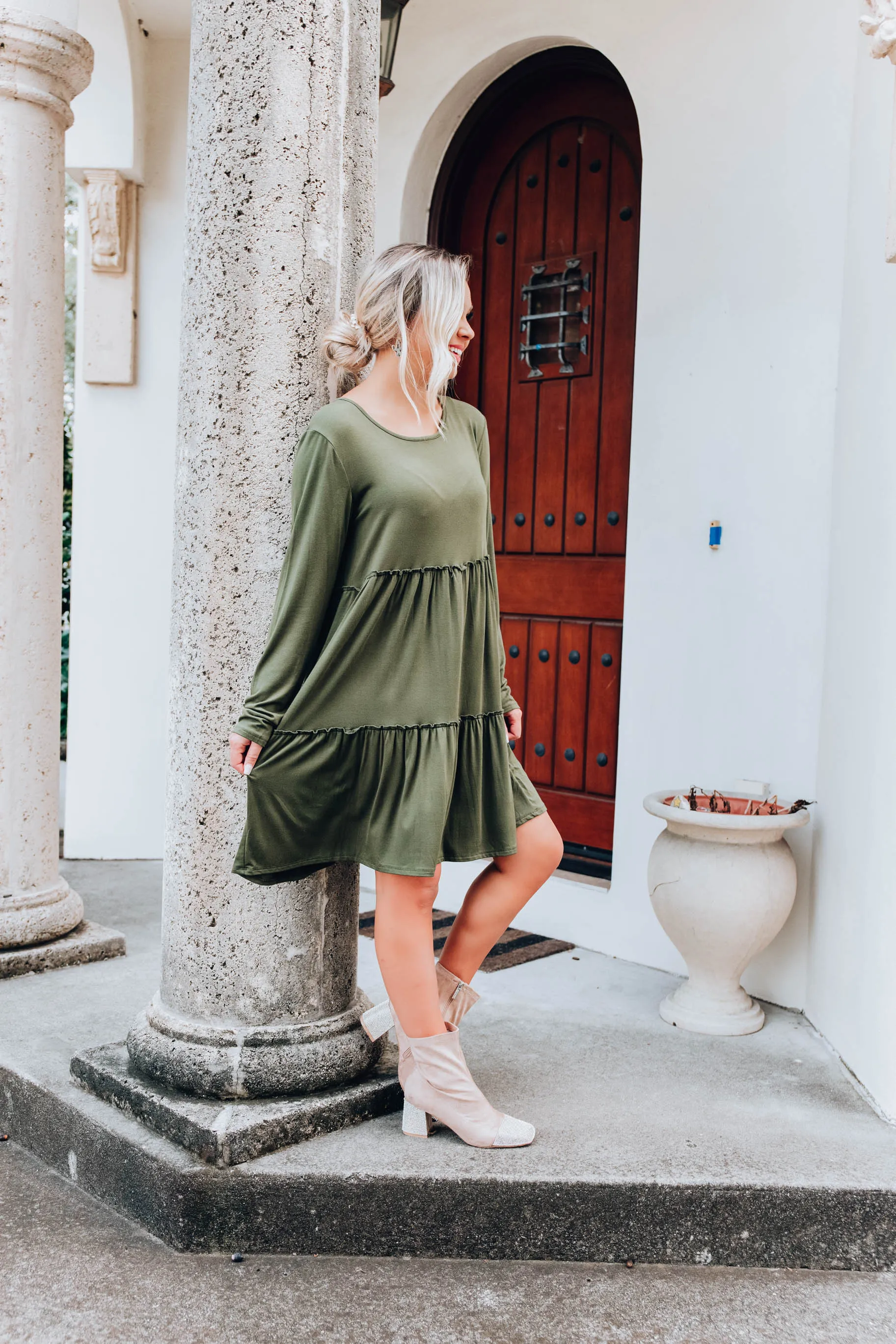 Hold The Olive Baby Doll Dress