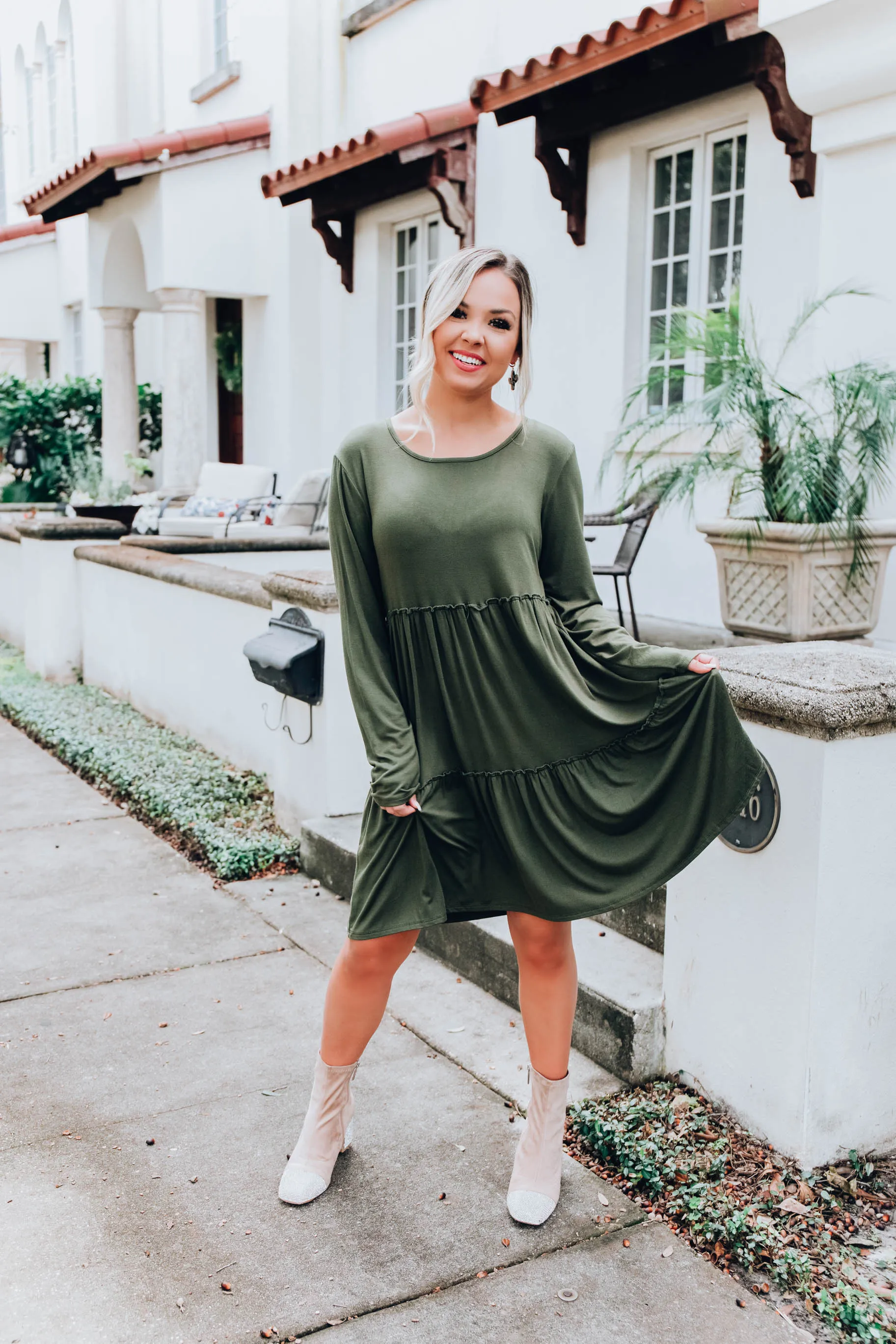 Hold The Olive Baby Doll Dress