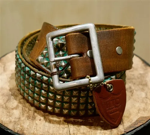 Hollywood Trading Company Teal Studded Brown Belt