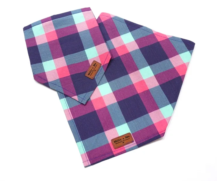 Hot Pink Midnight Plaid - Pet Bandana