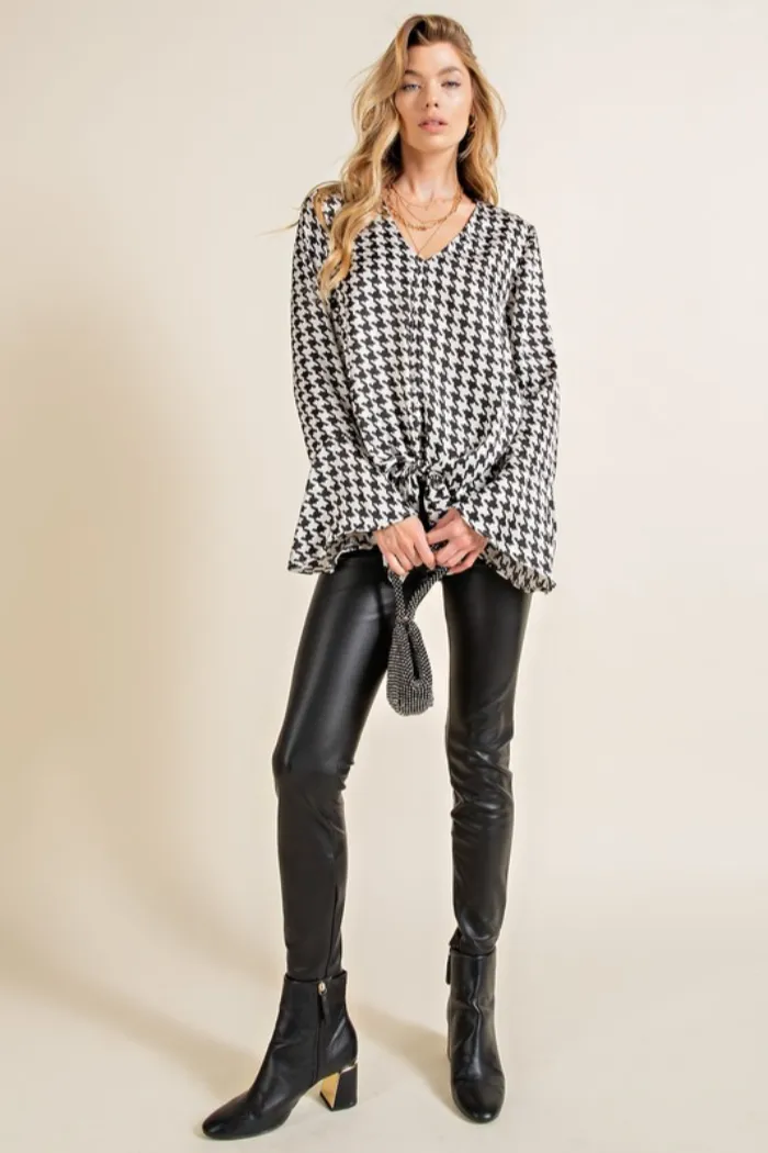 Houndstooth Long Sleeve Top