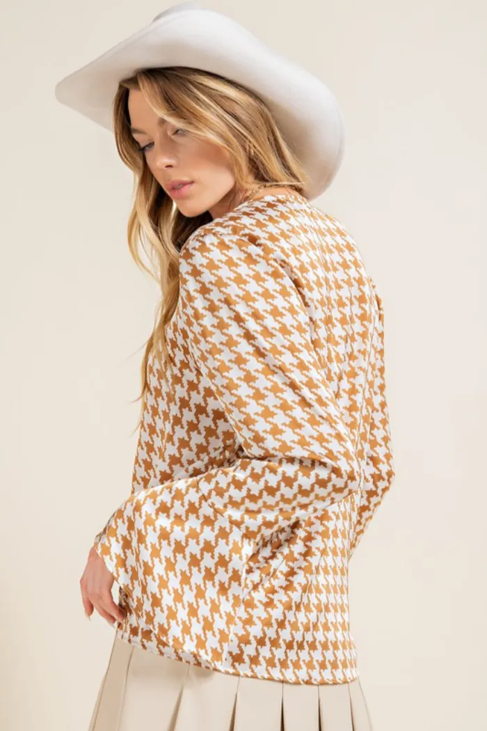 Houndstooth Long Sleeve Top
