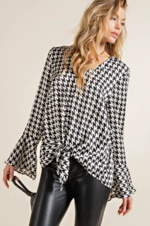 Houndstooth Long Sleeve Top
