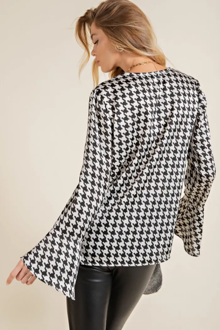 Houndstooth Long Sleeve Top