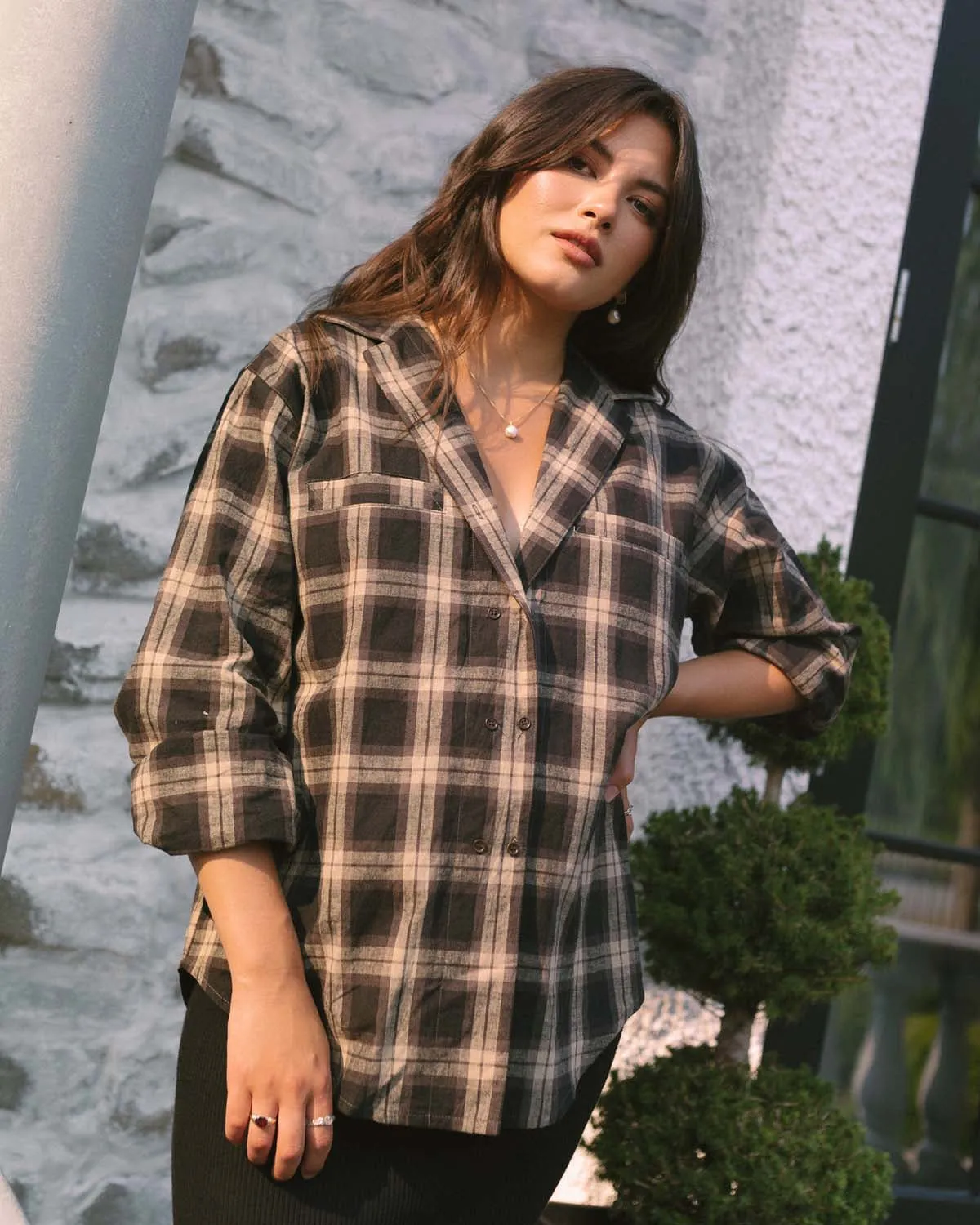 House Blouse | Espresso Plaid