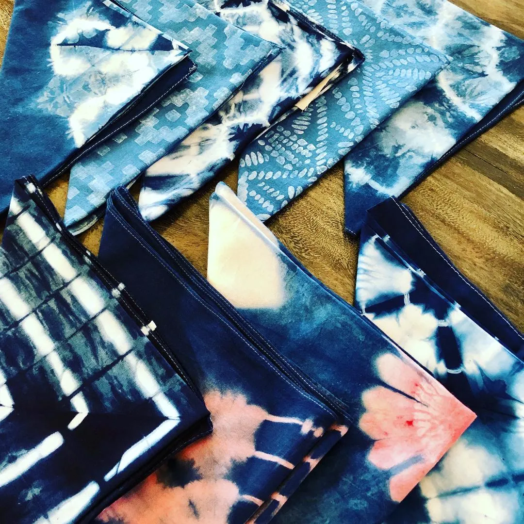 Indigo Shibori Bandanas.