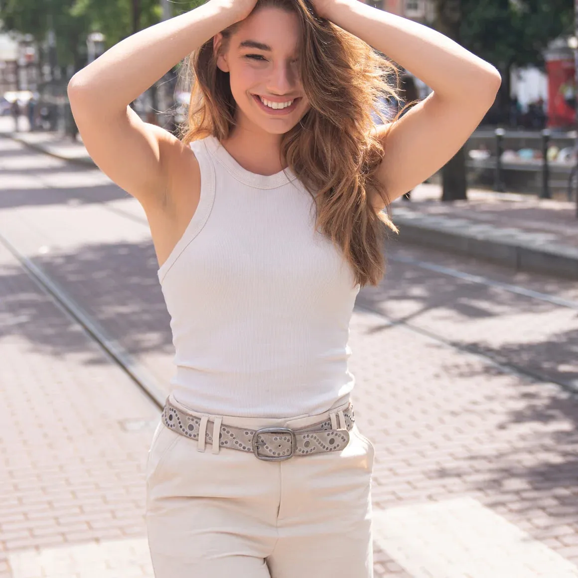 Irena Studded Leather Belt