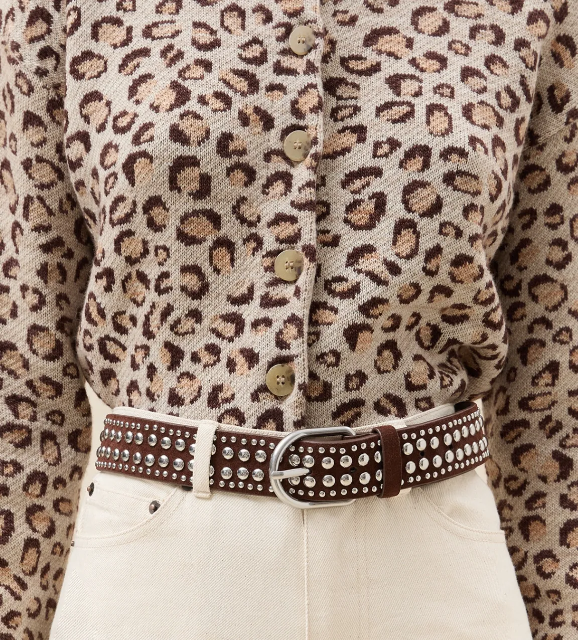 Isaac Espresso/Silver Studded Belt
