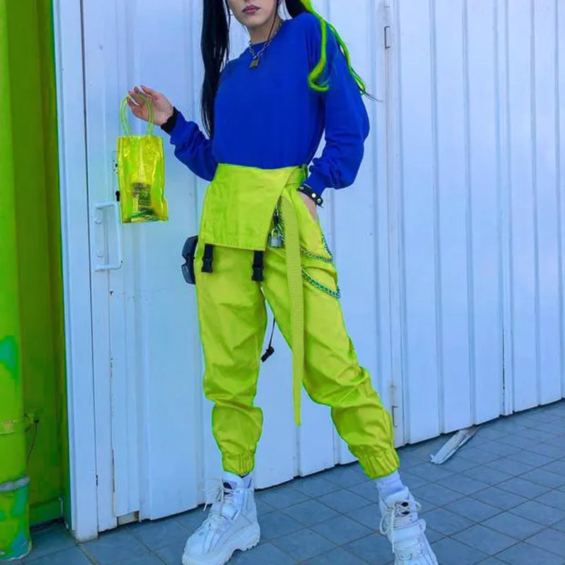 [@izabela_zabielska ] "FLUORESCENT GREEN STRAP" PANTS N081307
