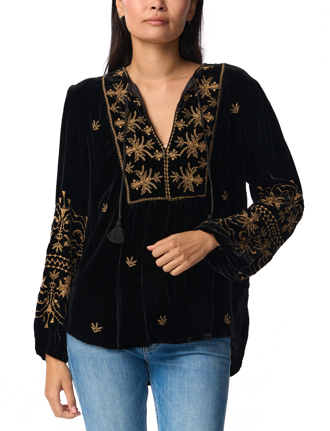 Johnny Was Palmira Curved Hem Prairie Blouse J10323-8