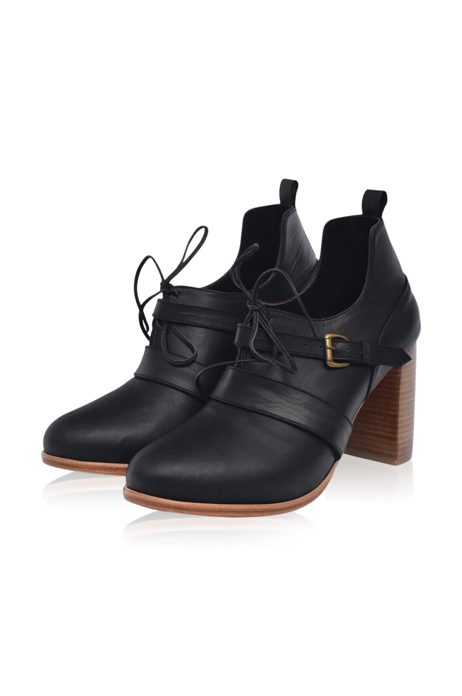 Josephine Lace up Leather Heels (Sz. 5)
