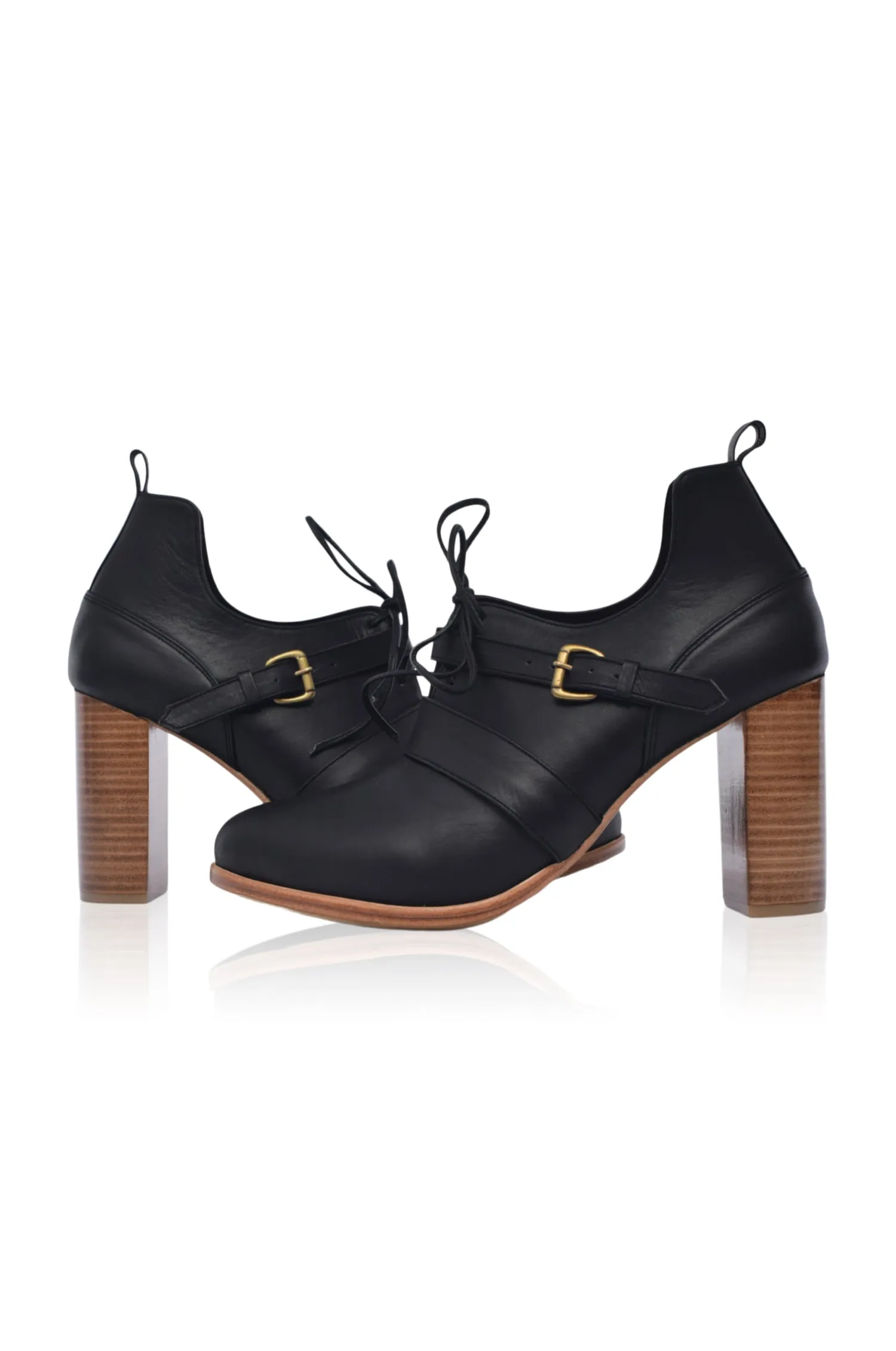 Josephine Lace up Leather Heels (Sz. 5)