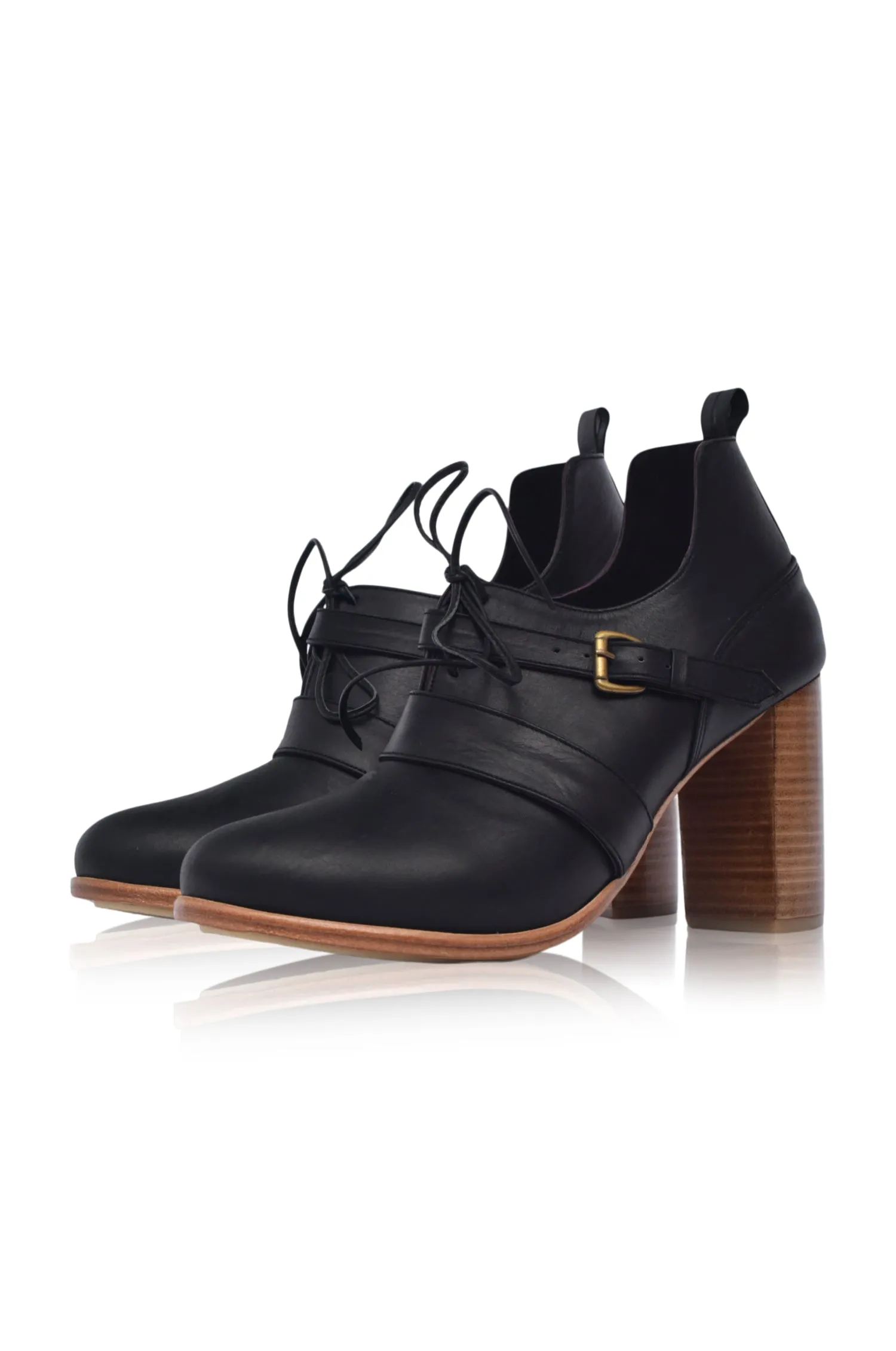 Josephine Lace up Leather Heels (Sz. 5)