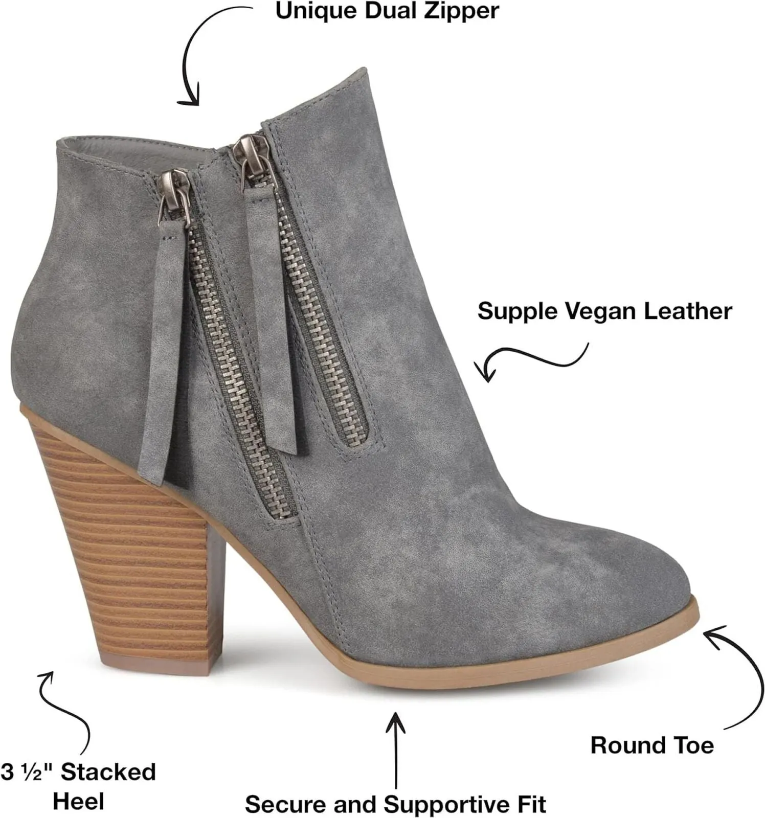 Journee Collection Women's Tru Comfort Foam Vally Bootie Ankle Boot Gray 7.5M