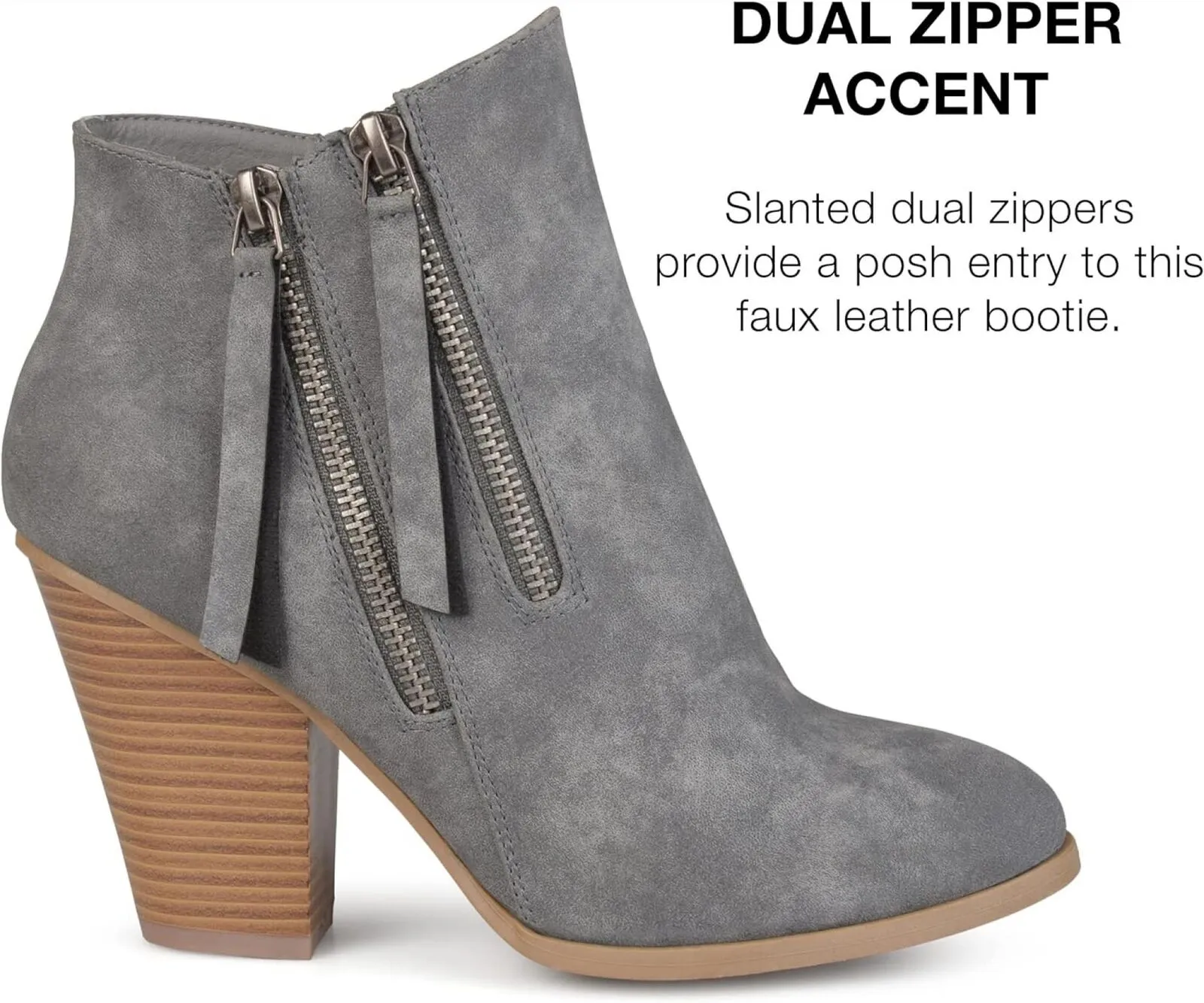 Journee Collection Women's Tru Comfort Foam Vally Bootie Ankle Boot Gray 7.5M