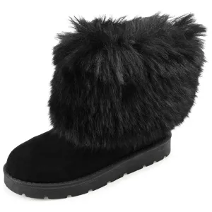 Journee Womens Shanay Round Toe Pull On Winter Cold Weather Booties Black