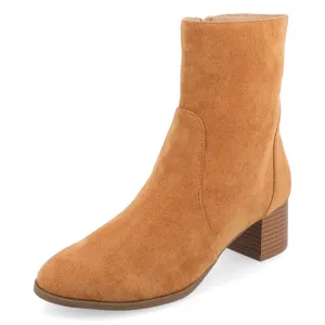 Journee Womens Tru Comfort Foam Hayven Wide Width Stacked Block Heel Almond Toe Booties