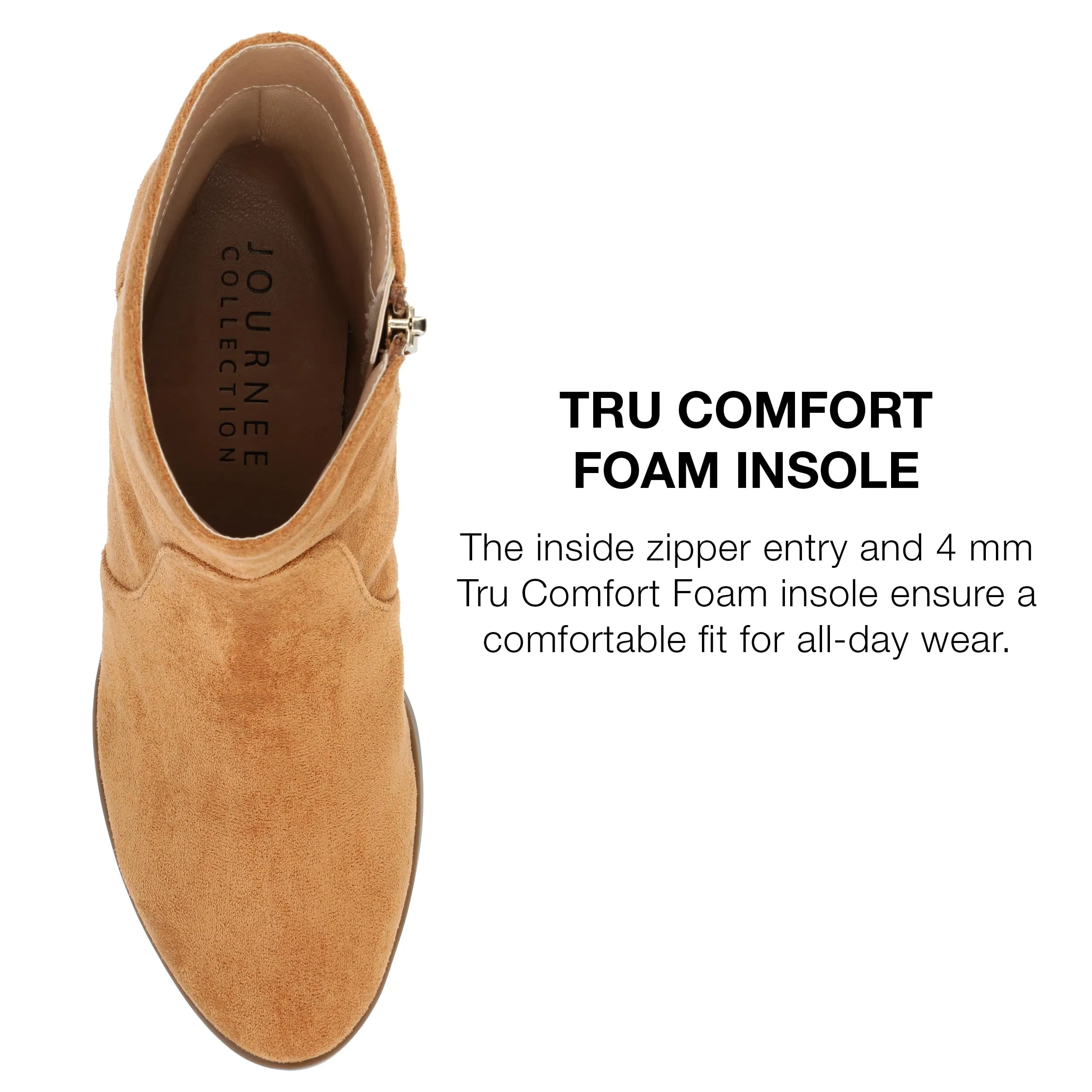 Journee Womens Tru Comfort Foam Hayven Wide Width Stacked Block Heel Almond Toe Booties