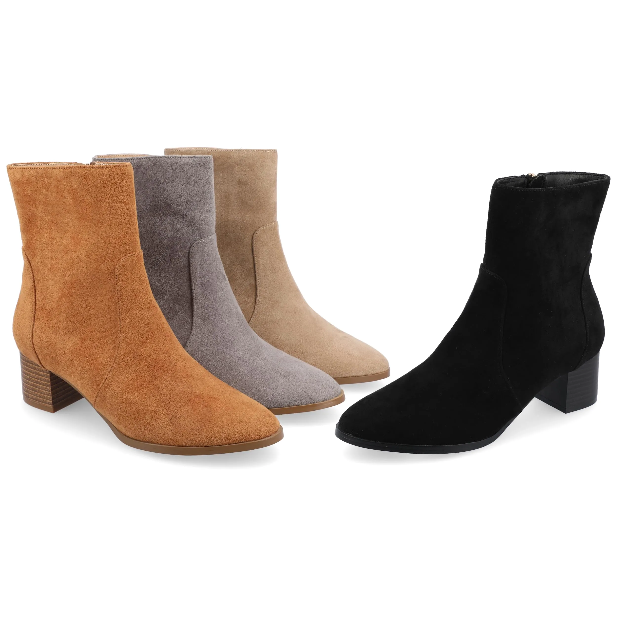 Journee Womens Tru Comfort Foam Hayven Wide Width Stacked Block Heel Almond Toe Booties