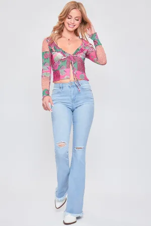 Junior 1-Button High-Rise Fray Hem Flare-Long Inseam, Pacl of 12