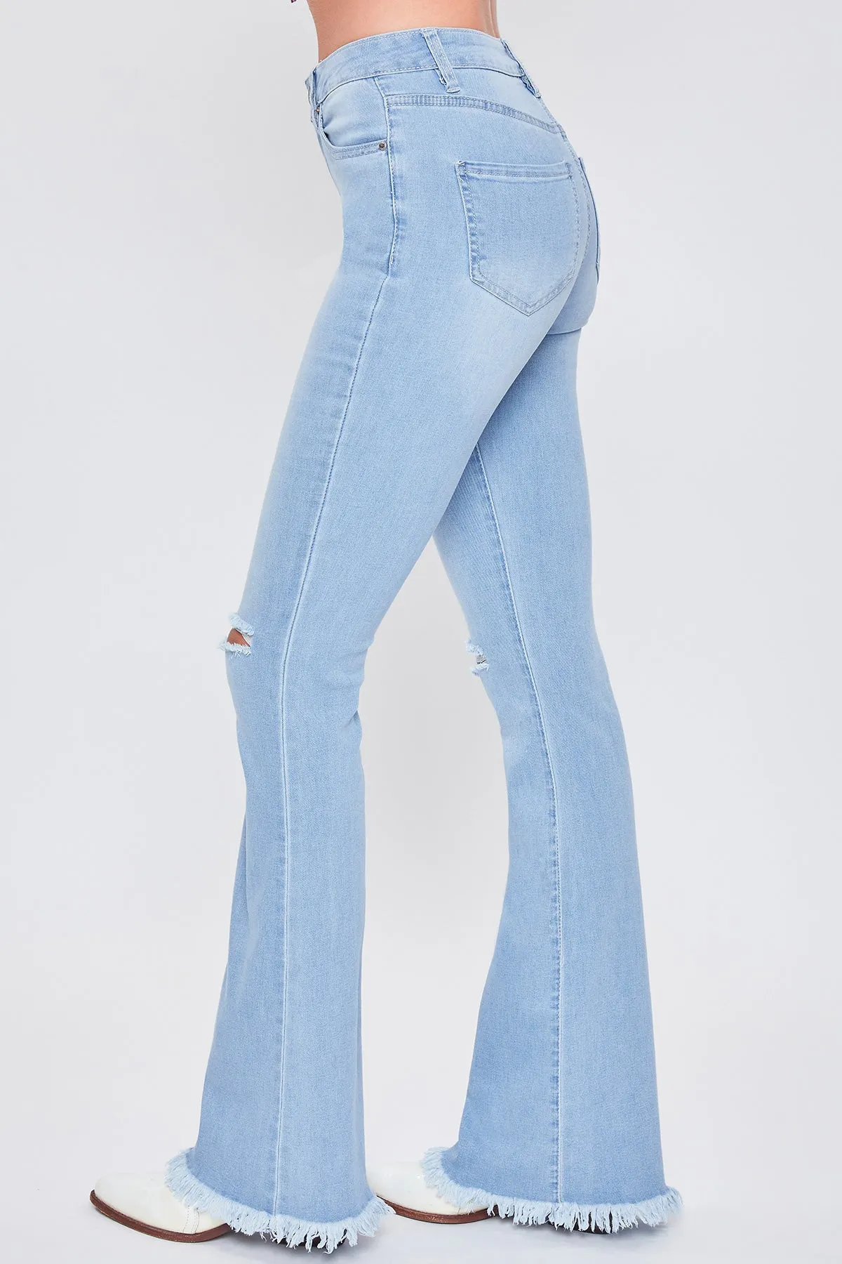 Junior 1-Button High-Rise Fray Hem Flare-Long Inseam, Pacl of 12