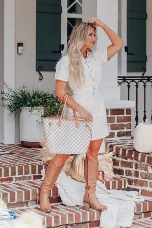 Kennedy Fitted Denim Dress - White