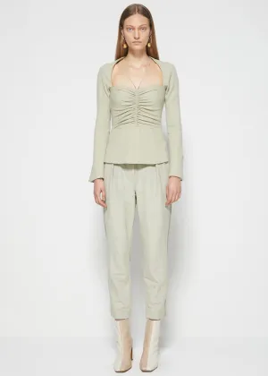 Kennedy Ruched Front Halter Top (Thyme)